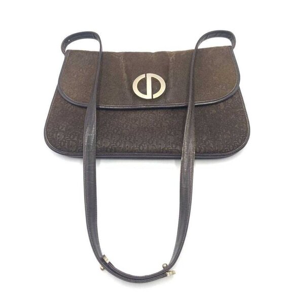 Christian Dior Two-Way Purse Brown Suede Trotter Print Leather - Picture 6 of 13